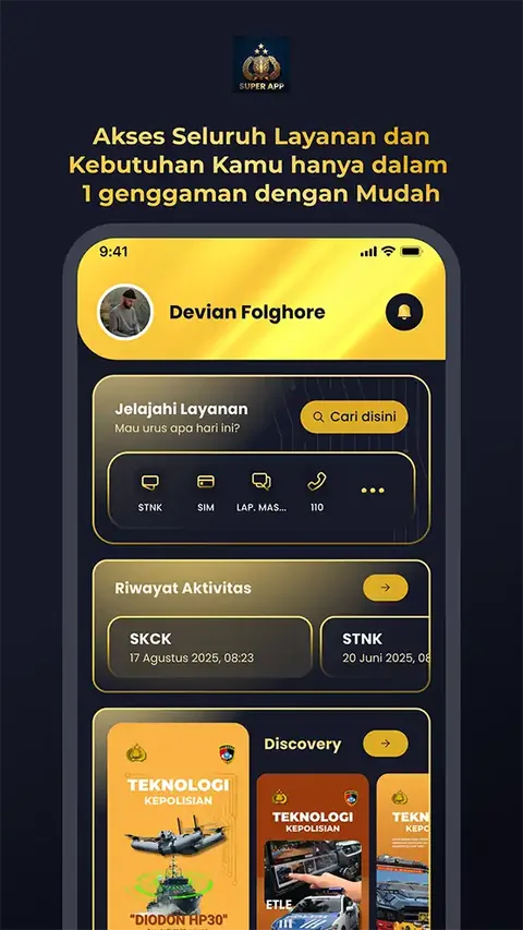 Tampilan beranda Super App Polri